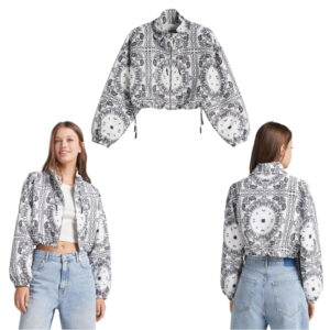 Short Patterned Jacket With Strap
